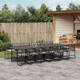 vidaXL 13-delige Tuinset met Kussens, Zwart, Polyrotan