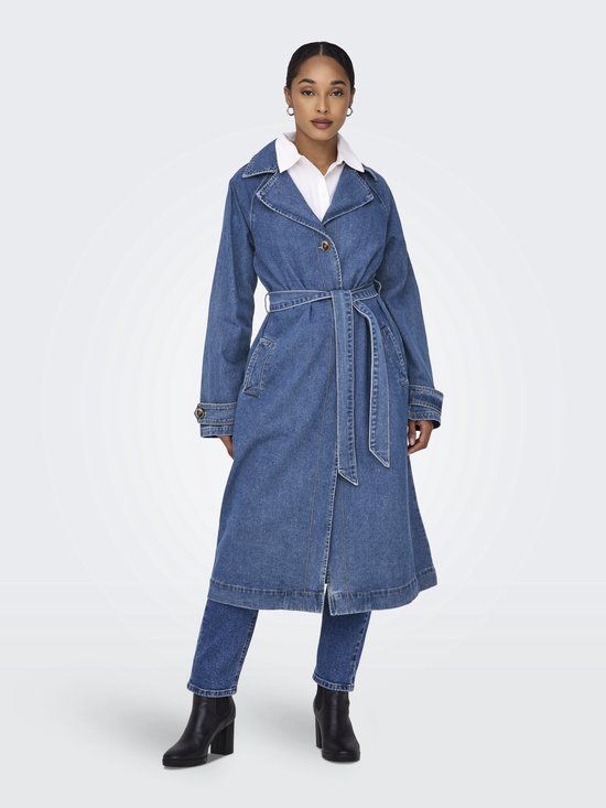 ONLY ONLMALOU Trenchcoat - Medium Blue Denim