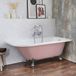 Hudson Reed Oxford Semi-freestanding Corner Bath Classic 168.5cm x 75cm - Camellia Pink (Pink), with Chrome Bath Feet