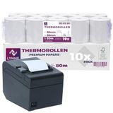 Thermische rollen 80 mm x 80 m x 12 mm - thermische papierspoel voor kassa met ticketprinter - thermische rol 80 x 80 x 12 cm - BPA-vrij (10 rollen)