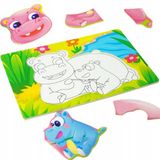 Bconcept Puzzel hippopotame en bois avec coloriage pour Enfants