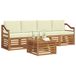 vidaXL - Salon d'extérieur - 5 pièces - Naturel et Crème - Bois d'acacia massif