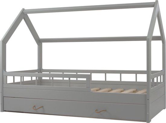 Viking Choice Huisbed - 80x160 cm - grijs - met bedlade - Kinderen