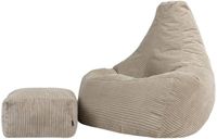 icon - Dalton XL Zitzak Fauteuil met Poef - Gaming - Ribfluweel - Beige