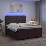vidaXL Boxspringbed met matras, donkerbruin, 140 x 200 cm, stof