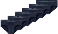 Schiesser Heren Rio-slip / Onderbroek 6 Pack Cotton Flex Blauw Effen Katoen