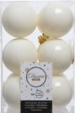 Decoris Kerstballen - 12 stuks - Wol Crème Wit - Ø6 cm - Kunststof - Mat/Glans