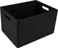 Creative Deco XXL Grote Houten Doos Kist Zwart | 39 x 29 x 23 cm | met Handgrepen