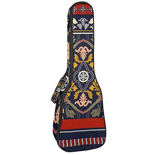 Mersov Concert Ukulele rugzak, zware ukelele tas met opslag, sopraan concert tenor ukelele 10 mm gewatteerde tas boho bloemenpatroon