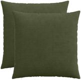 vidaXL - Kussensloop - 2 stuks - HEERLEN - Groen - 60 x 60 cm - corduroy