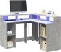 Prolenta Maison Exclusive - Bureau met LED-verlichting, betonlook grijs, 130x130x91 cm, composiethout