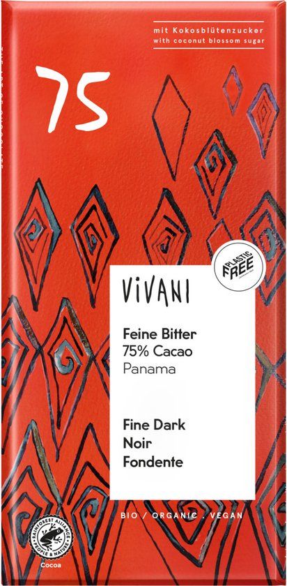 Vivani Chocoladereep Puur 75% Cacao 93g