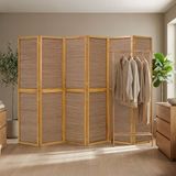 Homestyle4u Kamerscherm 6 panelen - 264x175 cm - bruin - 6-delig - bamboelatten