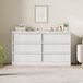 Commode 6 tiroirs, meuble de rangement pour chambre à coucher, commode en bois pour salon, chambre et couloir, 119 x 40 x 74 cm - Blanc