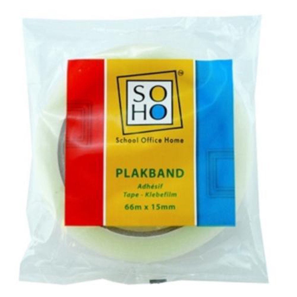 SOHO plakband 15 mm papier 66 meter wit