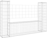 vidaXL Schanskorf U-vormig met 2 palen 140x20x100 cm ijzer