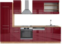 Vicco Fame-Line Complete keukeneenheid – 300 cm, WB Eik Bordeaux hoogglans/gouden eik