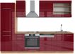 Vicco Fame-Line Complete keukeneenheid – 300 cm, WB Eik Bordeaux hoogglans/gouden eik