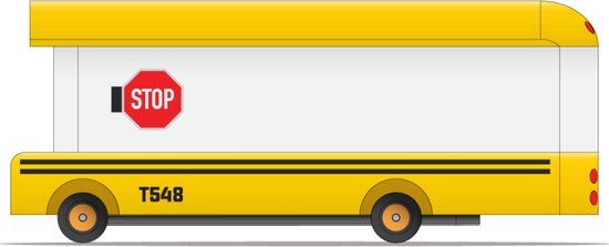 Candylab Toys School Bus Wooden Toy Car - Yellow, White, Red - 13.5cm