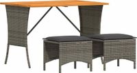 vidaXL 3-delige Tuinset met Kussens, Poly Rattan, Grijs