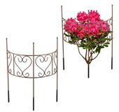 Relaxdays plantensteun halfrond - 2-delig - 41,5 x 31 cm - hortensia - metaal - bruin