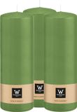 Wiedemann Cilinderkaars/stompkaars - 3x - lichtgroen - 20 x 7 cm - 103 branduren