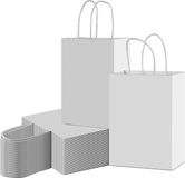 Merkloos 50 papieren draagtassen Wit Kraftpapier Gevlochten Oren 22x10x28cm