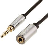 Amazon Basics 3,5 mm Aux Jack Audio-verlengkabel, mannelijk naar vrouwelijk, adapter voor hoofdtelefoon of smartphone, 1,83 m, zwart