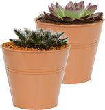 Mega Collections Pot Bob - 2x - Zinc - Terra - D15 x H13 cm