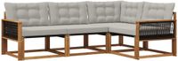 vidaXL Hoek loungeset 4 zitplaatsen Acacia hout Naturel en lichtgrijs