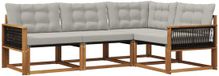 vidaXL Hoek loungeset 4 zitplaatsen Acacia hout Naturel en lichtgrijs