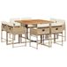 vidaXL 9-delige Tuinset met Kussens Poly Rattan Beige