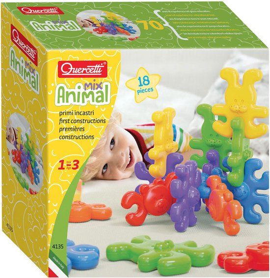 Quercetti Geokid Animal Links - Dieren Figuren - 18-delig