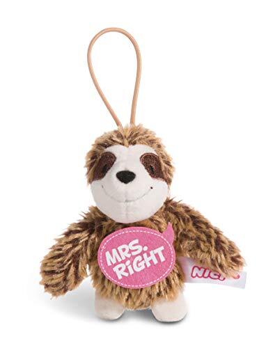 NICI 44854 hanger luiaard met spreuk Mrs. Right 8 cm met lus, bruin