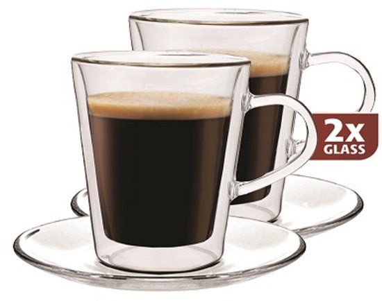 Maxxo Lungoglazen Dubbelwandig - Set van 2 - 0.22L - Transparant