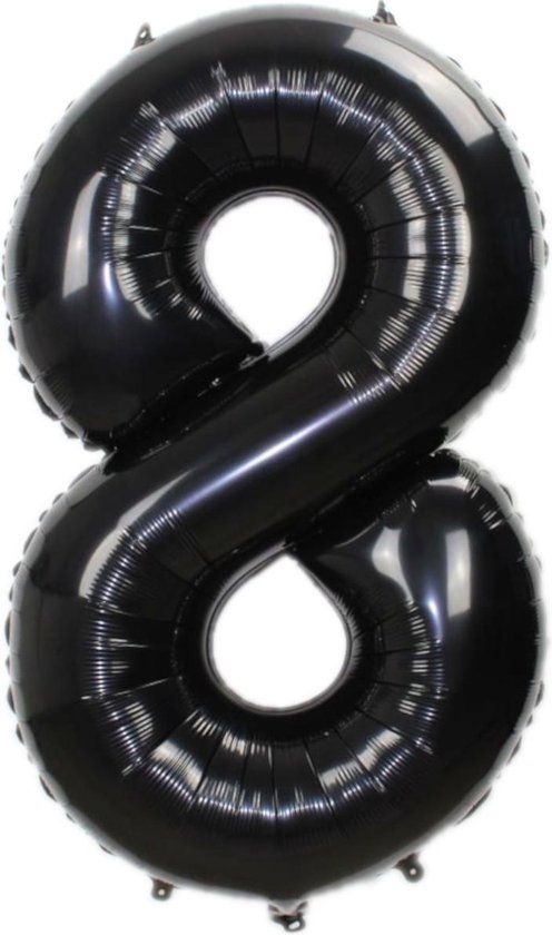 Zwarte Folie Ballon Cijfer 8 - 36cm - Verjaardag