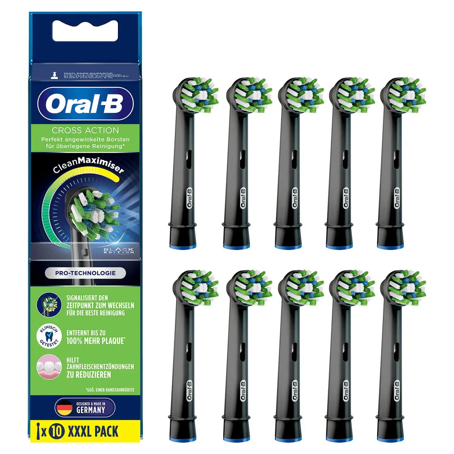 Oral-B CrossAction Black Edition CleanMaximiser opzetborstels - 10 stuks