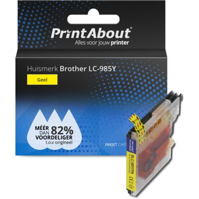 PrintAbout Huismerk Brother LC-985Y Inktcartridge Geel