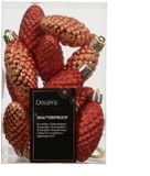 Decoris Dennenappel kunststof L9b5h14 cm rood 12 st
