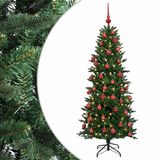 vidaXL Kunstkerstboom met kerstbal 150 cm 150 LED's Warmwit PVC en PE