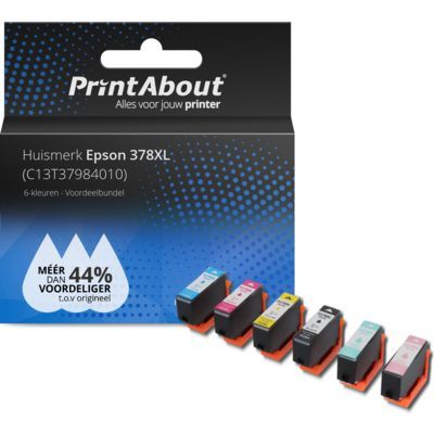 PrintAbout Epson 378XL (C13T37984010) Inktcartridge 6-kleuren Voordeelbundel Hoge capaciteit