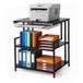Relaxdays Boekenplank met Printervak, 3 Niveaus, Metalen Lade, Zwart