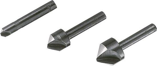 wolfcraft Verzinkboor set gereedschapsstaal, 3-delig, ronde schacht - 2504000