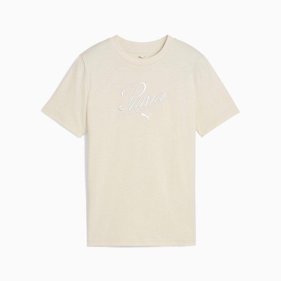 PUMA ESS SCRIPT T-SHIRT 68580587 Beige Katoen Korte Mouw Logo Mannen