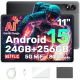 Blackview Tablet 11 inches Android 15 Gemini AI, Tab 9 WiFi 24 GB RAM + 256 GB ROM (2 TB TF) 8200 mAh/1920 * 1200 FHD IPS Widevide L1/PC Mode/Face ID/Octa-Core Tablet met Hoes