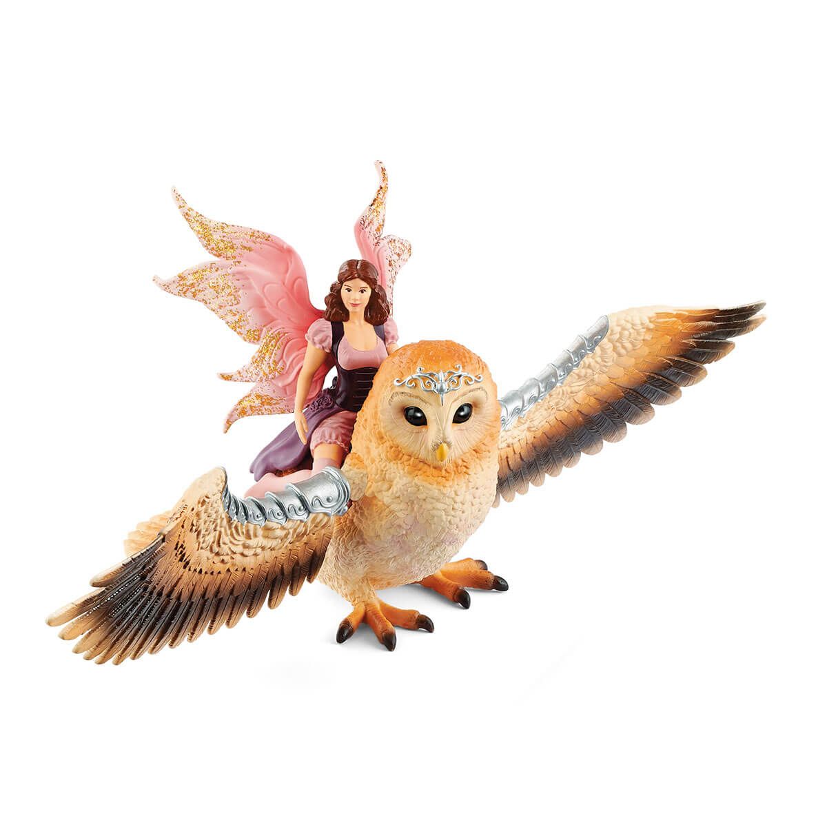 Schleich BAYALA Fairy In Flight On Glam-Owl - Speelgoedfiguren kinderen - Meerkleurig