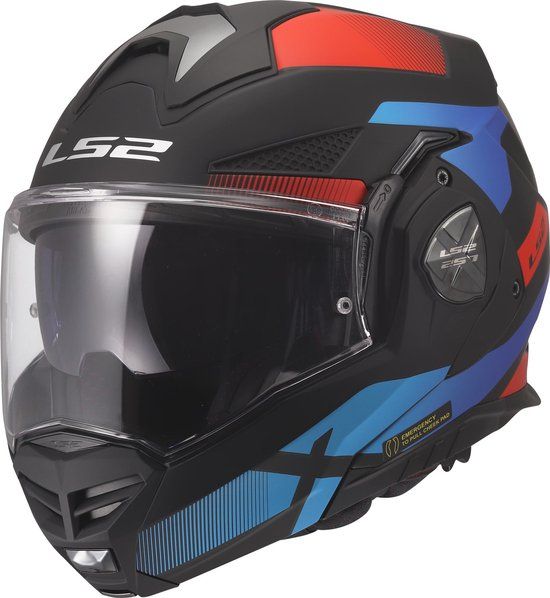 LS2 FF901 Advant X Nova Helm - Systeemhelm - Zwart/rood/blauw - Maat M