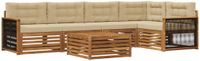 vidaXL Acacia Hout Bank Loungeset 5-zits Natuurlijk en Beige