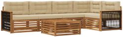 vidaXL Acacia Hout Bank Loungeset 5-zits Natuurlijk en Beige