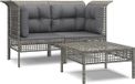 vidaXL Loungeset met kussens poly rotan grijs